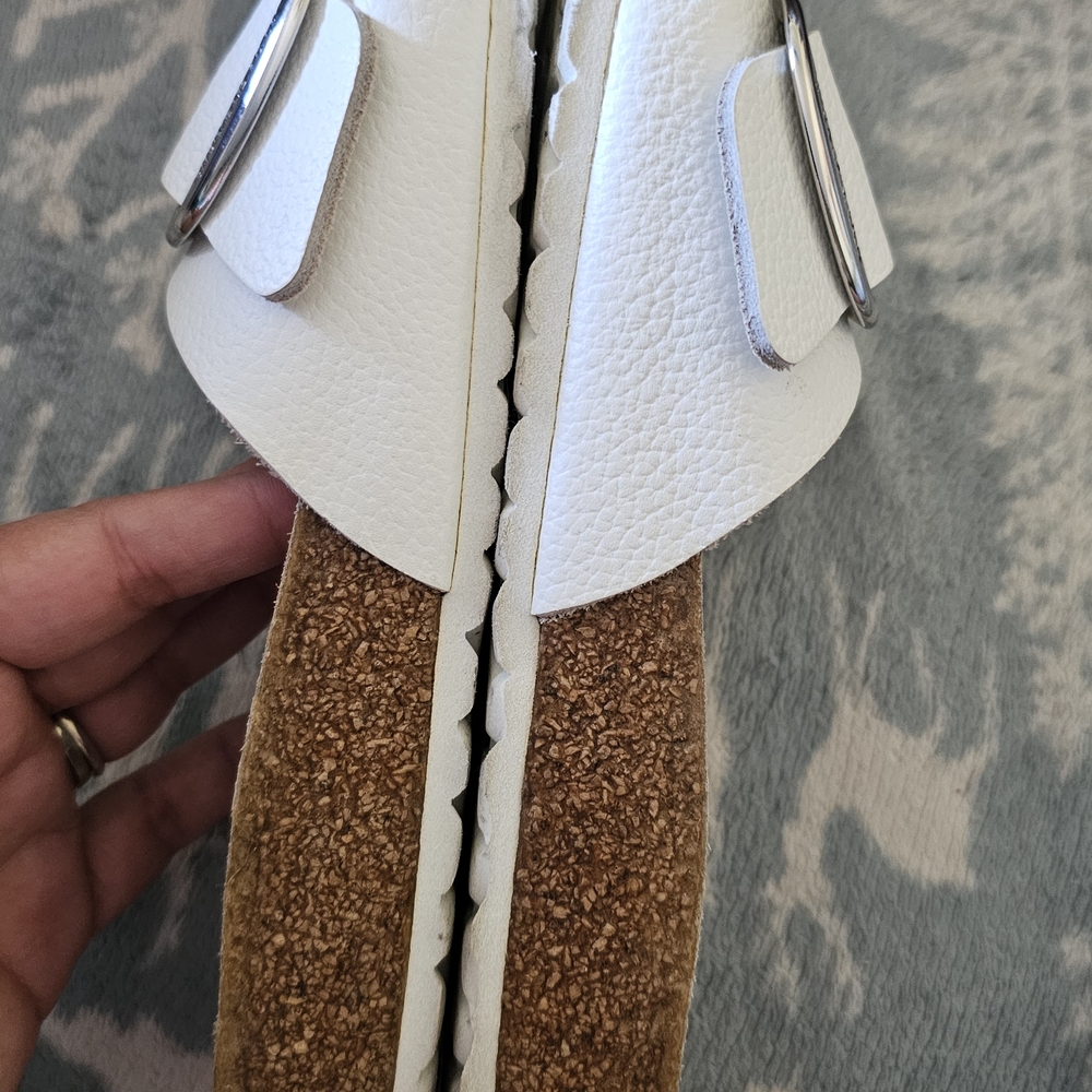 Birkenstock White Leather BIG buckle MADRID size 10 Women's - Picture 9 of 9